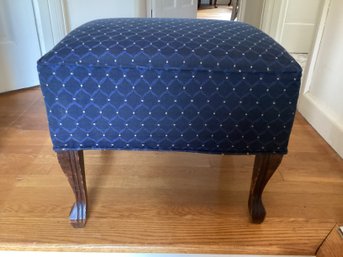 Blue Upholstered Footstool