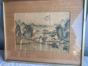 ASIAN ART 'On The Bay' Print Matted And Framed By Kroll, Fairfield, Conn.