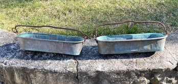 Pair Of Vintage Copper Planters