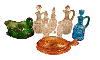 Collection Of Colorful Cut And Depression Glass