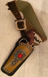 Vintage Western Kilgore Toy Cap Gun - Not A Real Gun - Six Shooter With Pleather Leather Holster & Belt - Prop