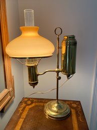 Antique Brass Student Oil Lamp 25x17' Table Desk Light