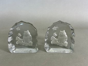 Glass Owl Bookends