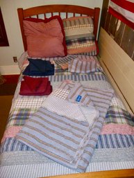 TWO Blue Plaid Printed Twin Comforter Sets