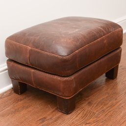 Crate & Barrel Brown Distressed Leather Ottoman