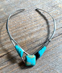 Sterling Silver & Turquoise Desert Rose Trading Necklace