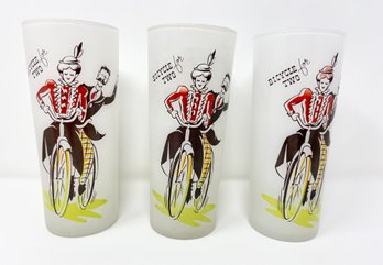 Bicycle For Two Frosted Glass Tumbler - Set Of Three