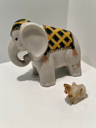 Ceramic And Tiny Quartz Elephant,