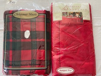 New 2 Large Christmas Themed Tablecloths: NEW, Packages Are Open