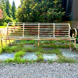 A Vintage Metal 4 Seat Bench With A Wonderful Patina