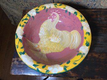 Large Ceramic Rooster Themed Bowl