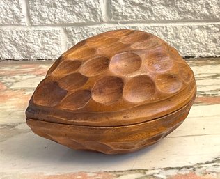 Vintage Wood Hinged Nut Bowl And Cracker Holder