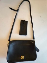 Coach Black Leather Shoulder Bag And Black Eyeglass Case