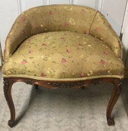 Vintage B. Altman Carved Wood & Upholstered Vanity Stool.