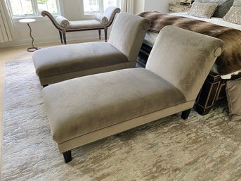 Pair Of Bernhardt Chaise Lounge Chairs With Marge Carson Upholstery