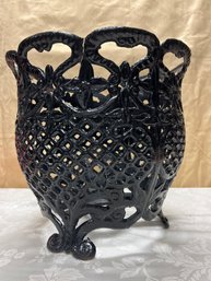 A Painted  Black Metal Pierced Planter