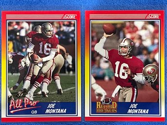 1990 Score Joe Montana 2 Card Lot    Cards #582 And #594