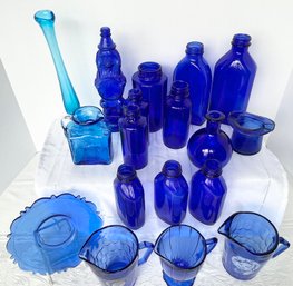 Vintage Large Lot Of Assorted Cobalt Blue & Other Blue Glass Collection Most Marked ( READ Description)