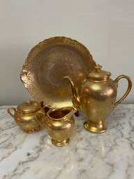 4 Piece Vintage Wheeling W. Virginia Gold China