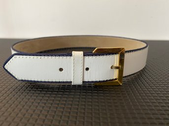 Petite Guy Laroshe Lether Belt In White With Navy Trim - Very Well Made