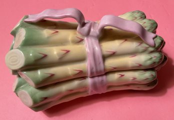 Fantastic Herend Asparagus Ribbon Keepsake Porcelain Box
