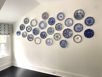 Collection #1 / 26 Blue And White Decorative Plates 1800's To Present Inc Spode, Wedgewood, Staffordshire