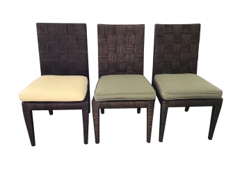 Set Of 3 Donghia John Hutton Block Island Side Chairs, Tobacco