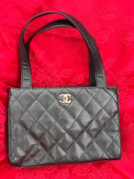 Authentic Chanel Classic Black Leather Diamond Quilted Handbag