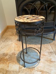 Metal Legged End Table With Ceramic Top