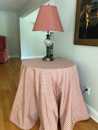 Decorator Round Table, Custom Table Cover Plus Lamp