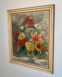 Vintage Abstract Still Life Oil Painting Signed Schreiber