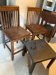2 Tall Bar Chairs And Black Square End Table