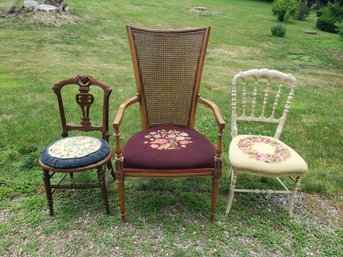 Trio Of Vintage Needlepoint Chairs