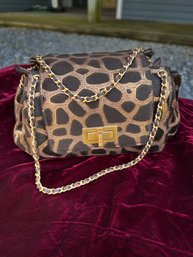 Authentic Chanel Black & Gold Animal Print Handbag