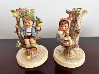 M.I Hummel Apple Tree Girl/Boy Figurine Candlesticks Holders **Collectible**