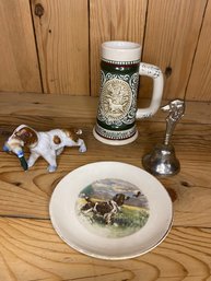 Hunting Dog Collectibles  Lot With Hampton Gold Plate And More