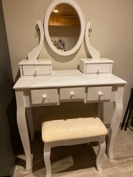 White Vanity With Stool