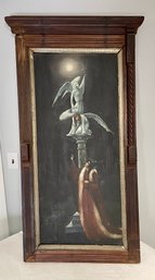 Vintage Oil On Canvas Religious Scene - Note Damage Frame