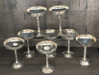 Eight Vintage 1970s Silverplate Dessert Coupes From Spain