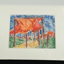 A MIMI SWADOS Pencil  Signed Matted Litho   'The Gates'  Monotype 2006 - 14' X 11'H