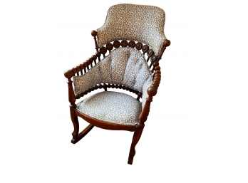 19th Century George Hunzinger Upholstered Lollipop Rocking Chair