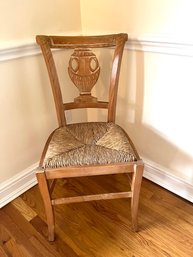 Solid Wood Chair With Natural Finish & Rush Woven Seat