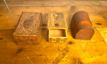 Wood And Leather Trinket Boxes