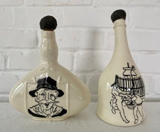 Pair Of Viellie Reserve Du Quercy Decanters From France