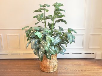 Eye-Catching Artificial Leafy Green Dieffenbachia Plant In A Woven Container