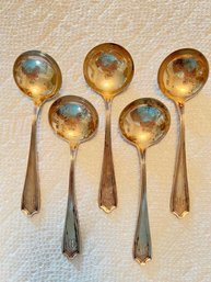 Sterling Silver  Five Alvin Bouillion Spoons