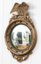 Vintage Gilt Convex Mirror With Eagle Crest