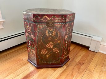 Polychrome Lacquered Side Table / Storage Box