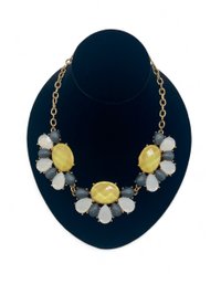 Gold Tone Metal And Acrylic Rhinestone Necklace