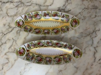 2 Vintage Oblong Relish Dishes From Carlsbad W. Germany